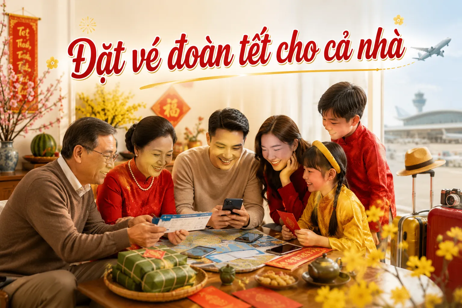 Đặt vé đoàn Tết gấp cho cả nhà